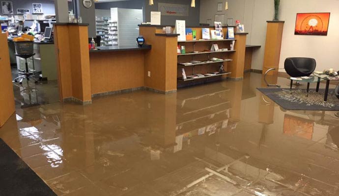 Flood damaged commercial space